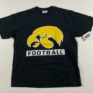 Vintage NWT Iowa Hawkeyes T Shirt Mens XL Black Cotton NCAA